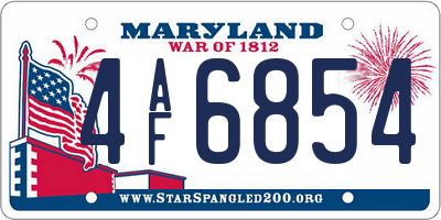 MD license plate 4AF6854