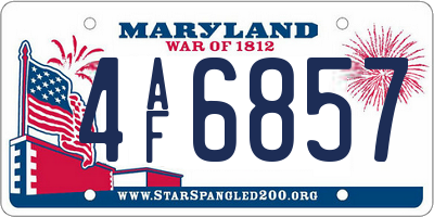 MD license plate 4AF6857