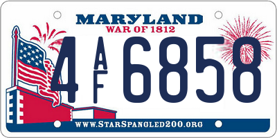 MD license plate 4AF6858
