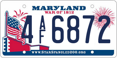MD license plate 4AF6872