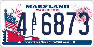 MD license plate 4AF6873