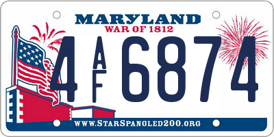 MD license plate 4AF6874
