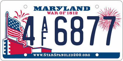 MD license plate 4AF6877