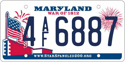 MD license plate 4AF6887