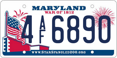 MD license plate 4AF6890