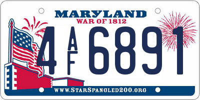 MD license plate 4AF6891