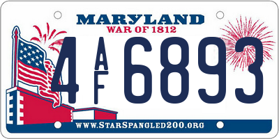 MD license plate 4AF6893