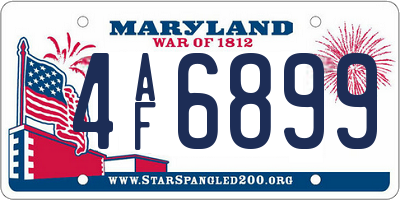 MD license plate 4AF6899