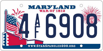 MD license plate 4AF6908
