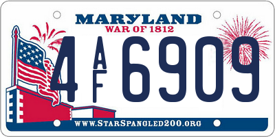 MD license plate 4AF6909