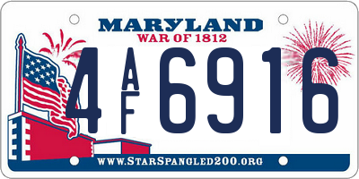 MD license plate 4AF6916