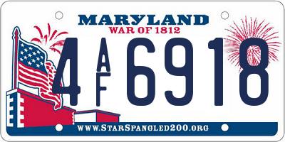MD license plate 4AF6918