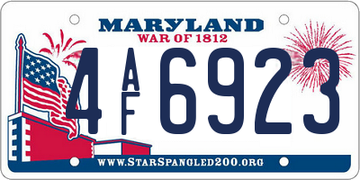 MD license plate 4AF6923