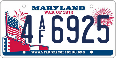 MD license plate 4AF6925