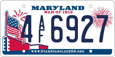 MD license plate 4AF6927
