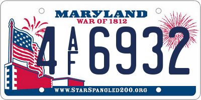 MD license plate 4AF6932