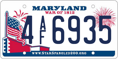 MD license plate 4AF6935
