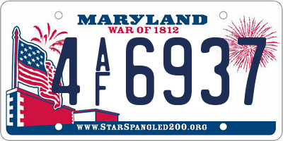 MD license plate 4AF6937