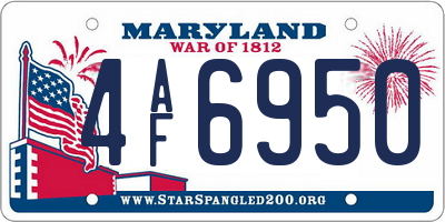 MD license plate 4AF6950