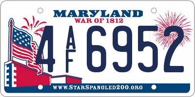 MD license plate 4AF6952