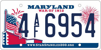 MD license plate 4AF6954
