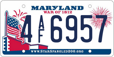 MD license plate 4AF6957