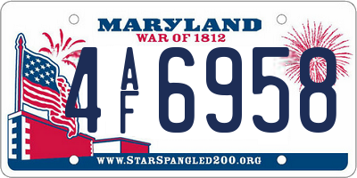 MD license plate 4AF6958