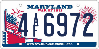 MD license plate 4AF6972