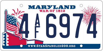MD license plate 4AF6974