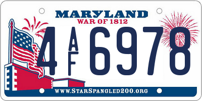 MD license plate 4AF6978