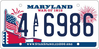 MD license plate 4AF6986