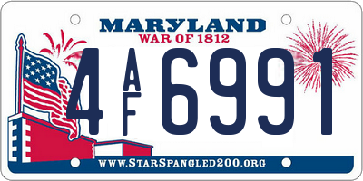 MD license plate 4AF6991