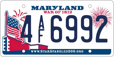MD license plate 4AF6992