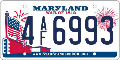MD license plate 4AF6993
