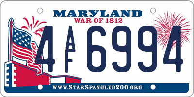 MD license plate 4AF6994