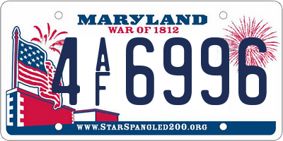MD license plate 4AF6996