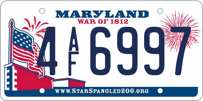 MD license plate 4AF6997