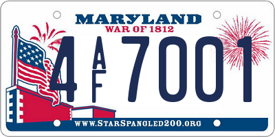 MD license plate 4AF7001
