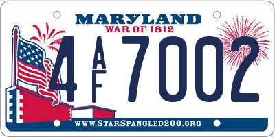 MD license plate 4AF7002