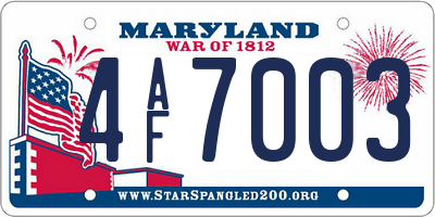 MD license plate 4AF7003