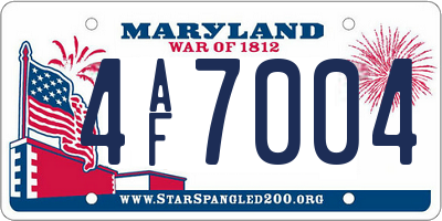 MD license plate 4AF7004