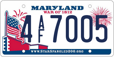 MD license plate 4AF7005