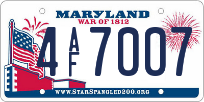 MD license plate 4AF7007
