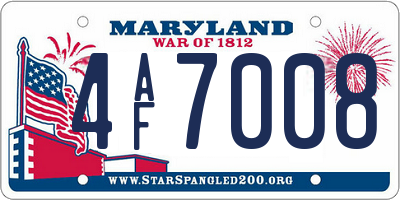 MD license plate 4AF7008