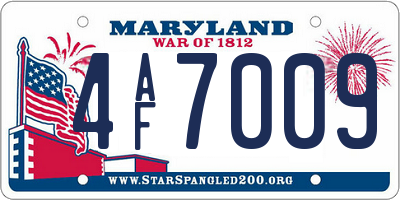 MD license plate 4AF7009