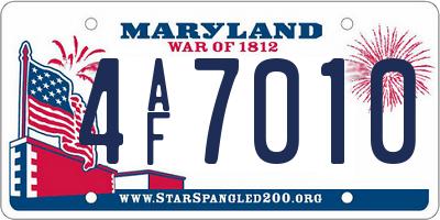 MD license plate 4AF7010