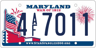 MD license plate 4AF7011