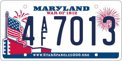 MD license plate 4AF7013
