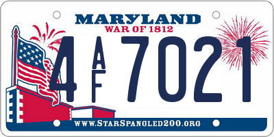 MD license plate 4AF7021