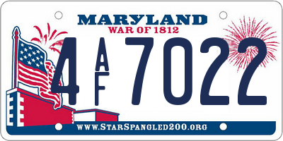 MD license plate 4AF7022